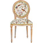 Стул из массива бука бежевый с изображением птиц и цветов Beige Green Chinoiserie Peach Garden Chair варинант исполнения - 1 | Loft Concept в Брянске