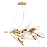 Люстра подвесная с декоративными белыми и золотыми листьями на текстурном основании Wintery flovers варинант исполнения - 2 | Loft Concept в Брянске