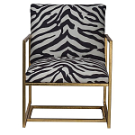Кресло с металлическим золотистым каркасом и мягкой обивкой с чёрно-белым принтом зебры Wild animals варинант исполнения - 1 | Loft Concept в Брянске