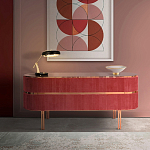 Дизайнерский комод овальный с розовой бархатной обивкой Edith варинант исполнения - 2 | Loft Concept в Брянске