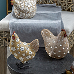 Статуэтка курица с белым цветочным узором и металлическими ножками Rustic Chicken варинант исполнения - 4 | Loft Concept в Брянске