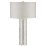 Настольная лампа мраморная с тканевым цилиндрическим абажуром Sharpened варинант исполнения - 4 | Loft Concept в Брянске