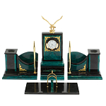 Настольный письменный набор из змеевика тёмно-зелёного цвета с декором в виде орла Successful Leader варинант исполнения - 1 | Loft Concept в Брянске