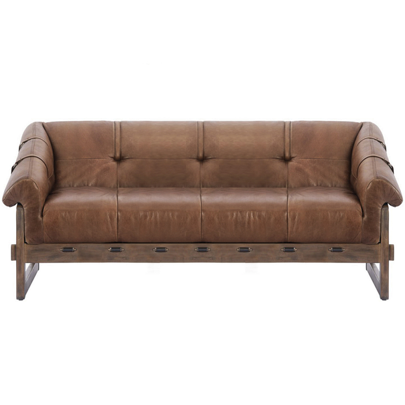 Трехместный диван Duncan винтажная коричневая кожа Коричневый винтаж в Брянске | Loft Concept 