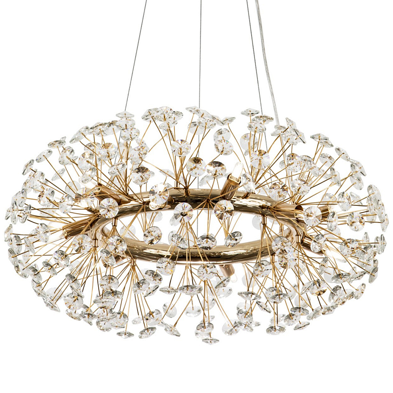 Круглая подвесная люстра Crystal Dandelions Chandelier Глянцевое золото Прозрачный Круглая подвесная люстра Crystal Dandelions Chandelier Глянцевое золото Прозрачный в Брянске | Loft Concept
