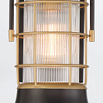 Настенный фонарь цилиндрической формы с рифленым стеклом в золотом каркасе на черном прямоугольном основании Eurofase варинант исполнения - 15 | Loft Concept в Брянске