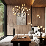 Люстра подвесная черного цвета с ветвями и белыми фарфоровыми цветами Floralis варинант исполнения - 3 | Loft Concept в Брянске