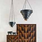 Подвесной светильник в форме спирали черный с золотой внутренней отделкой Warm Glow варинант исполнения - 3 | Loft Concept в Брянске