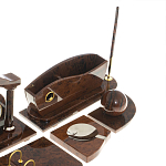 Настольный письменный набор с часами из природного камня обсидиана Competent Leader варинант исполнения - 5 | Loft Concept в Брянске