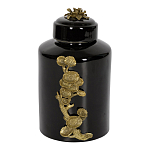 Банка с крышкой из фарфора с бронзовым цветочным элементом Eden Garden варинант исполнения - 1 | Loft Concept в Брянске