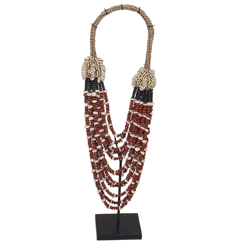 Этническое длинное ожерелье из бус и ракушек Aboriginal Long Necklace Коричневый Черный Бежевый Этническое длинное ожерелье из бус и ракушек Aboriginal Long Necklace Коричневый Черный Бежевый в Брянске | Loft Concept