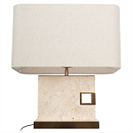Настольная лампа с прямоугольным основанием из натурального камня c тканевым абажуром Lapis Tiburtinus варинант исполнения - 3 | Loft Concept в Брянске