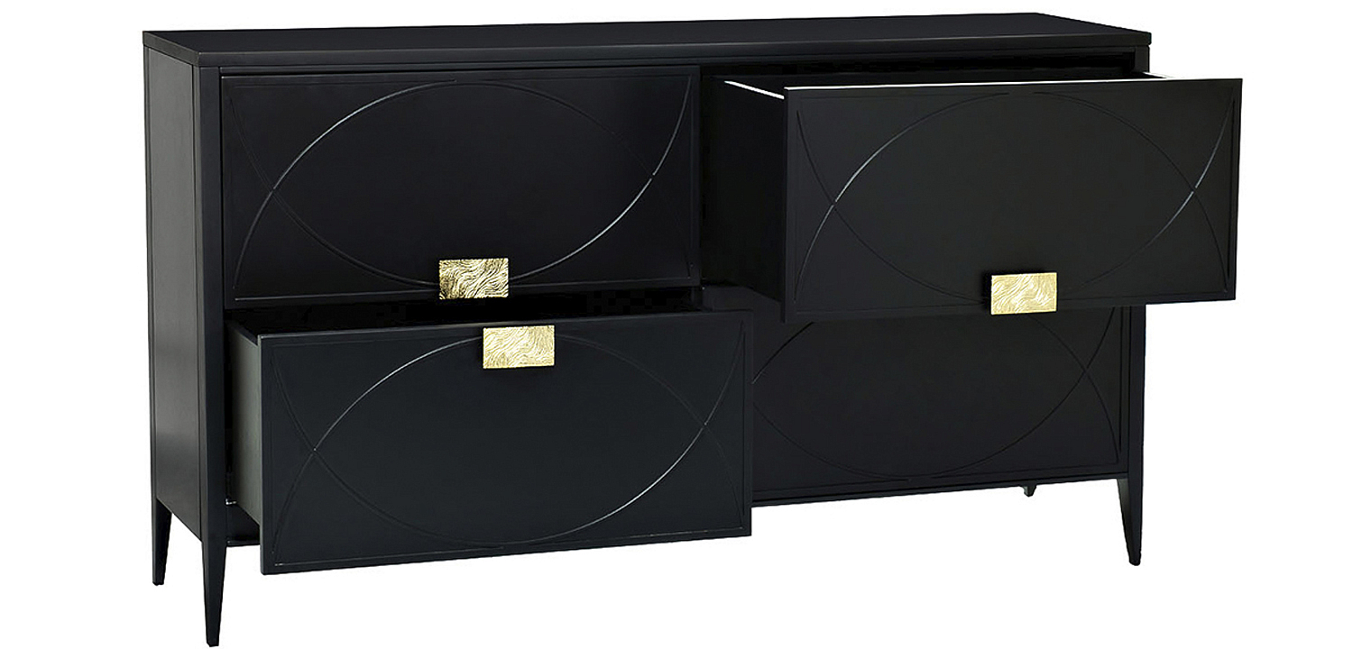 Комод с 4-мя ящиками Amelie Black Chest of Drawers Черный Комод с 4-мя ящиками Amelie Black Chest of Drawers Черный - Loft-Concept в Брянске