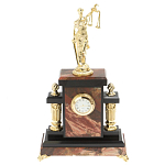 Часы настольные бронзовые из натурального камня Яшма с декором в виде Фемиды Themis Stone Clock варинант исполнения - 1 | Loft Concept в Брянске