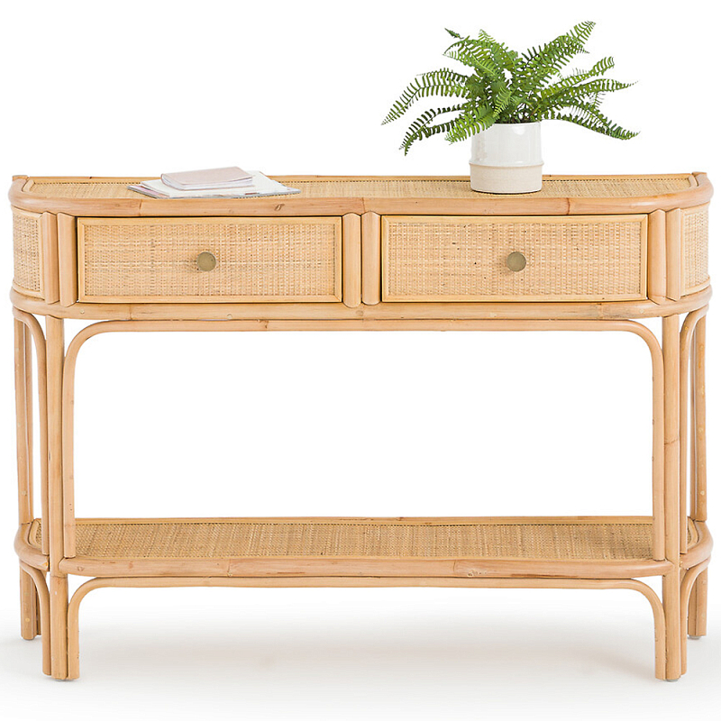 Консоль из плетеного ротанга с ящиками Armelle Rattan Console Древесина Латунь Консоль из плетеного ротанга с ящиками Armelle Rattan Console Древесина Латунь в Брянске | Loft Concept