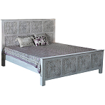 Двуспальная кровать из массива манго с резьбой Floro Grey Mango Bed варинант исполнения - 1 | Loft Concept в Брянске