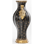 Ваза черного цвета из фарфора с золотистым узором и бронзовыми ручками Высота 39.5 см Eden Garden porcelain and bronze варинант исполнения - 2 | Loft Concept в Брянске