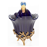 Чаша темно-синего цвета из фарфора с разноцветной птичкой Eden Garden porcelain and bronze варинант исполнения - 11 | Loft Concept в Брянске