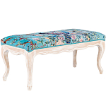 Банкетка из массива бука с цветочным принтом Turquoise Beige Chinoiserie Garden Banquette варинант исполнения - 1 | Loft Concept в Брянске