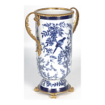 Ваза с бронзовыми ручками и синим цветочным узором Blue & White Ornament варинант исполнения - 2 | Loft Concept в Брянске