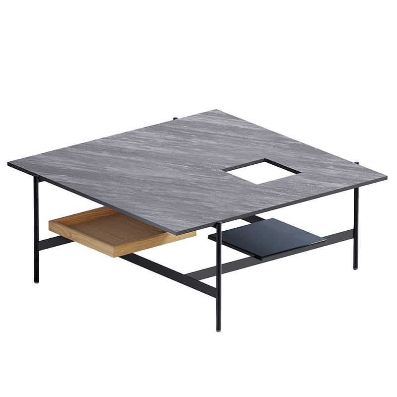 Karat журнальный столик цвета серый камень с съемным подносом Серый Черный в Брянске | Loft Concept 