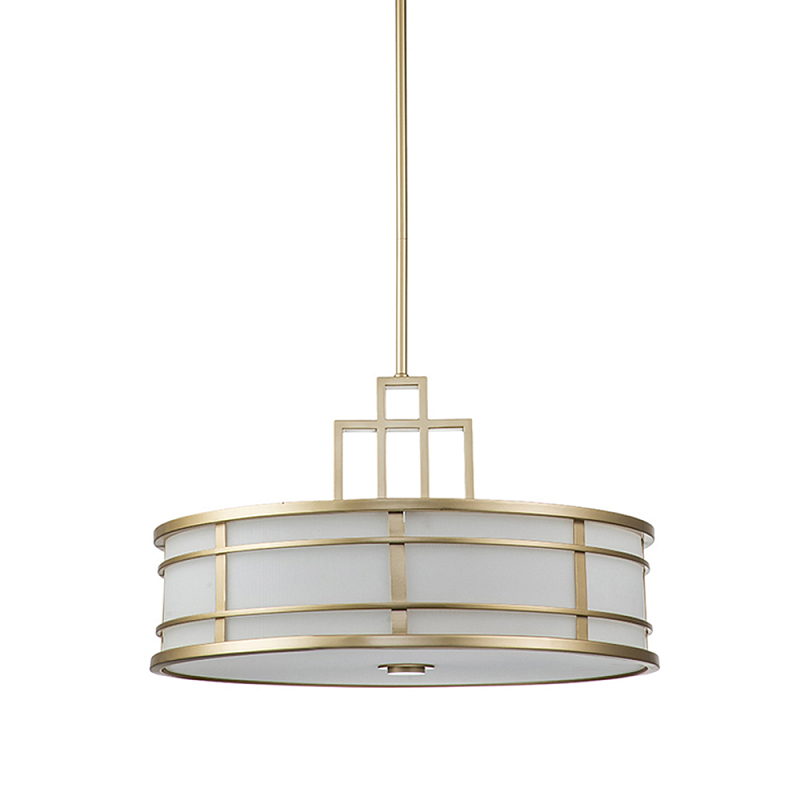 Подвесной светильник цвета латунь с белым матовым плафоном с геометрическим рисунком Feiss Латунь Белый в Брянске | Loft Concept 