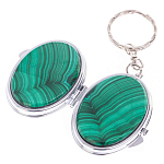 Зеркало брелок карманное двухстороннее из натурального камня Малахит Stone Mirrors варинант исполнения - 2 | Loft Concept в Брянске