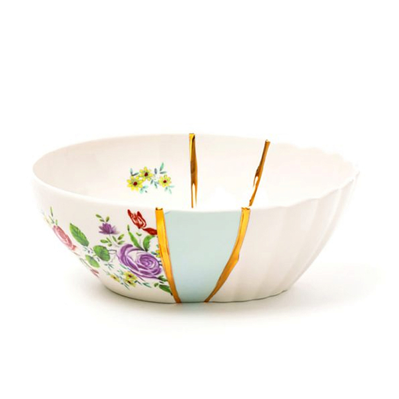 Салатник Seletti Kintsugi 2 Белый Золотой Мульти в Брянске | Loft Concept 