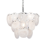 Люстра из белых стеклянных дисков на серебрянном каркасе White Glowing Reflectors варинант исполнения - 1 | Loft Concept в Брянске