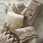 Чехол на подушку с вышивкой в виде геометрических узоров Beige Calista Rect варинант исполнения - 7 | Loft Concept в Брянске