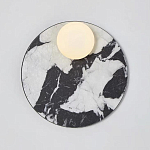 Бра круглое с каменным черно-белым основанием и плафоном из стекла Shaw Marble Lighting варинант исполнения - 1 | Loft Concept в Брянске