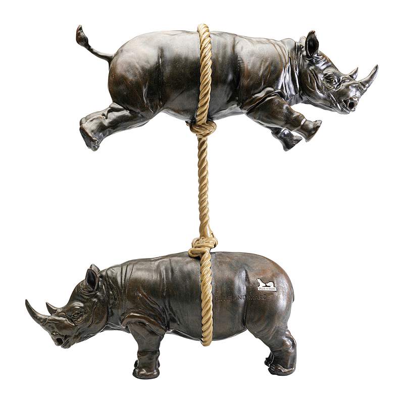 Декоративная статуя из стали Duo Rhinos Коричневый Песочный в Брянске | Loft Concept 