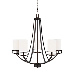 Люстра в цвете темная бронза с 5-ю белыми цилиндрическими плафонами Generation Lighting варинант исполнения - 1 | Loft Concept в Брянске