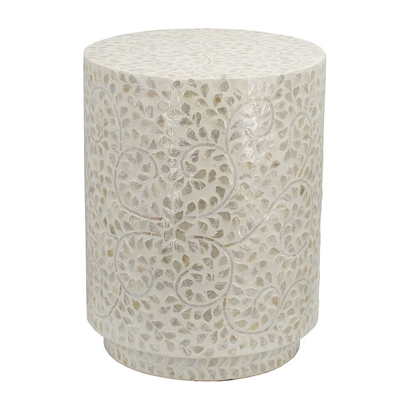 Приставной столик с рисунком из раковин устриц Bone Inlay Кремовый в Брянске | Loft Concept 