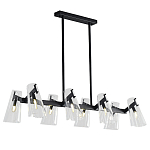 Люстра светодиодная с 8-ю прозрачными плафонами из акрила и стали Glass Cylinder Black варинант исполнения - 1 | Loft Concept в Брянске