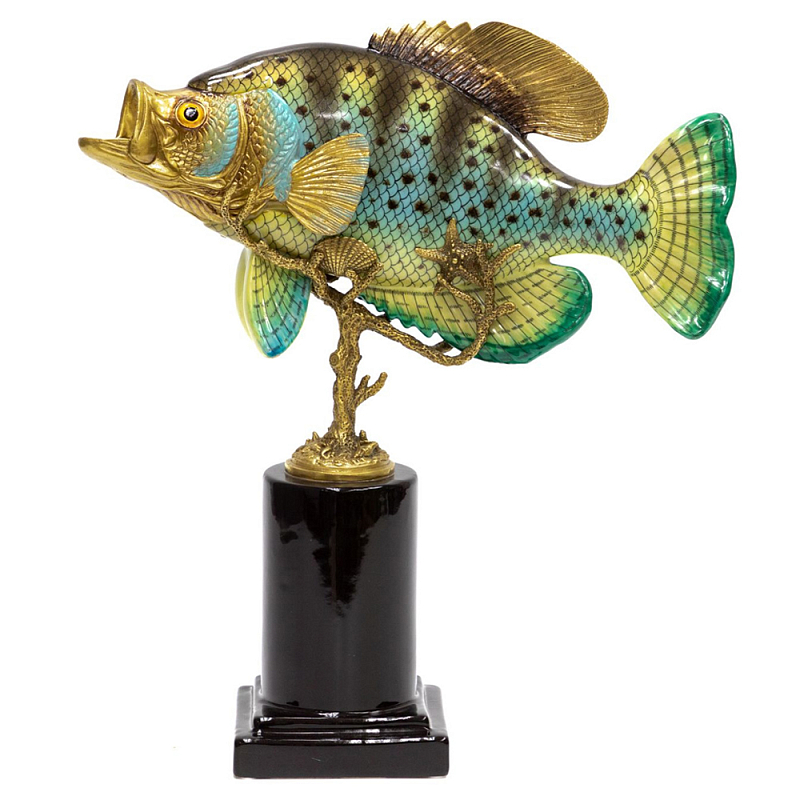 Статуэтка из фарфора в форме рыбы SEA Porcelain and Bronze Черный Бронза Зеленый Желтый Статуэтка из фарфора в форме рыбы SEA Porcelain and Bronze Черный Бронза Зеленый Желтый в Брянске | Loft Concept