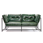 Диван Лофт Натуральная Винтажная кожа Зеленый Two Seat Encounter Leather Sofa варинант исполнения - 1 | Loft Concept в Брянске