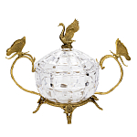 Конфетница из прозрачного рельефного стекла с ручками в виде стрекоз и фигуркой лебедя Eden Garden варинант исполнения - 1 | Loft Concept в Брянске