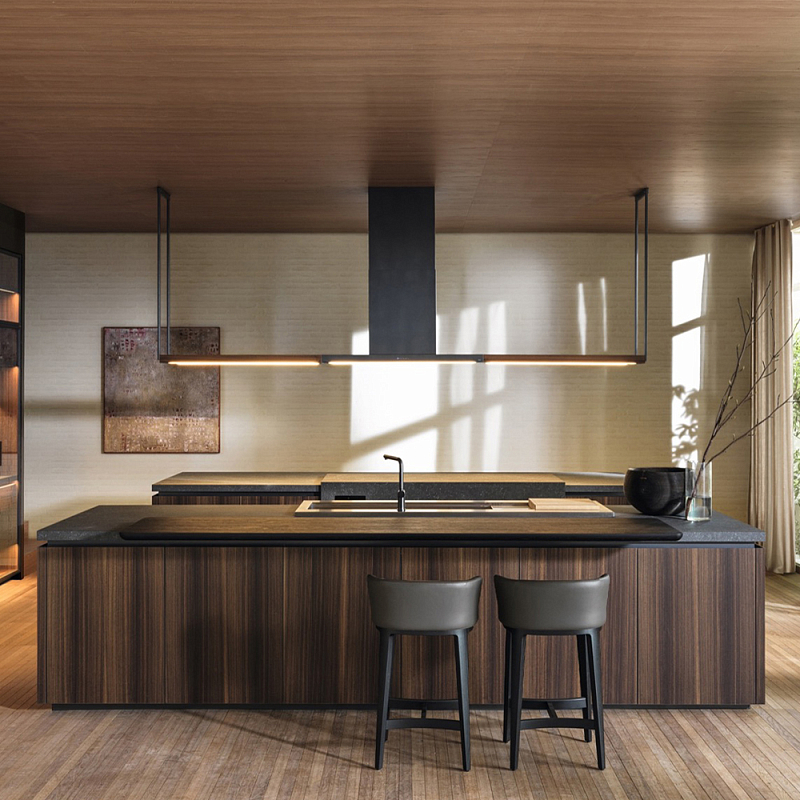 Кухонный гарнитур из массива дерева и камня HI-LINE 6 FRAME DOOR Dada Engenereed Kitchen Коричневый Серый Черный Кухонный гарнитур из массива дерева и камня HI-LINE 6 FRAME DOOR Dada Engenereed Kitchen Коричневый Серый Черный в Брянске | Loft Concept