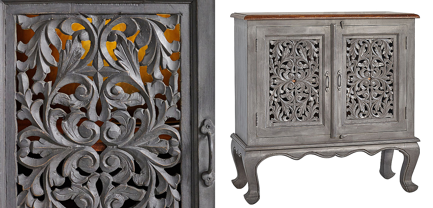 Комод Indian Antique White Furniture Chest of Drawers Agni серый Комод Indian Antique White Furniture Chest of Drawers Agni серый - Loft-Concept в Брянске