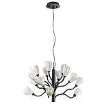 Люстра подвесная черного цвета с ветвями и белыми фарфоровыми цветами Floralis варинант исполнения - 2 | Loft Concept в Брянске