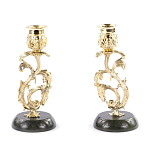 Подсвечники бронзовые на подставке из натурального камня нефрит Stone Candlestick варинант исполнения - 3 | Loft Concept в Брянске