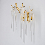 Бра золотого цвета с разветвленными ветвями и длинными прозрачными подвесками в форме стеклянных сосулек Droplet Chandelier варинант исполнения - 3 | Loft Concept в Брянске