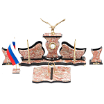 Настольный письменный набор из креноида с часами и декором в виде орла Marble Accessory варинант исполнения - 1 | Loft Concept в Брянске