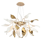 Люстра подвесная с белыми матовыми и золотыми глянцевыми листьями Wintery flovers варинант исполнения - 2 | Loft Concept в Брянске