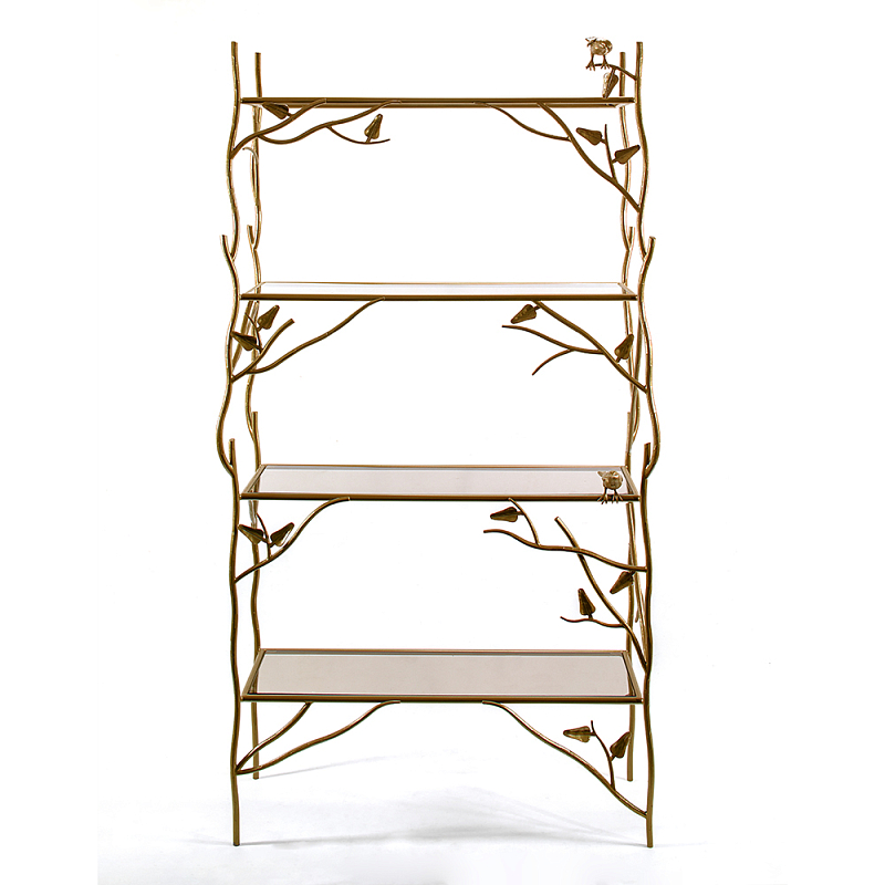 Стеллаж металлический с птичками Primavera Латунь в Брянске | Loft Concept 