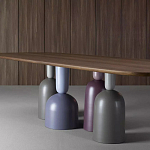 Обеденный стол деревянный с разноцветными фигурными ножками Cop варинант исполнения - 3 | Loft Concept в Брянске