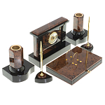 Настольный письменный набор с часами из природного камня обсидиана Royal Stone варинант исполнения - 2 | Loft Concept в Брянске