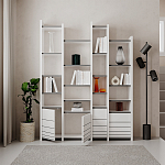 Стеллаж прямой ассиметричный с полками и 4-мя дверцами ARYA BOOKCASE WHITE варинант исполнения - 4 | Loft Concept в Брянске