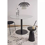 Круглый обеденный стол с белой мраморной столешницей White Tabletop on Black Base варинант исполнения - 3 | Loft Concept в Брянске